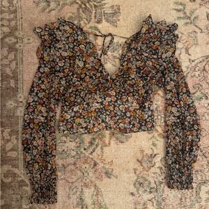 Zara Multicolor Floral Sheer Blouse